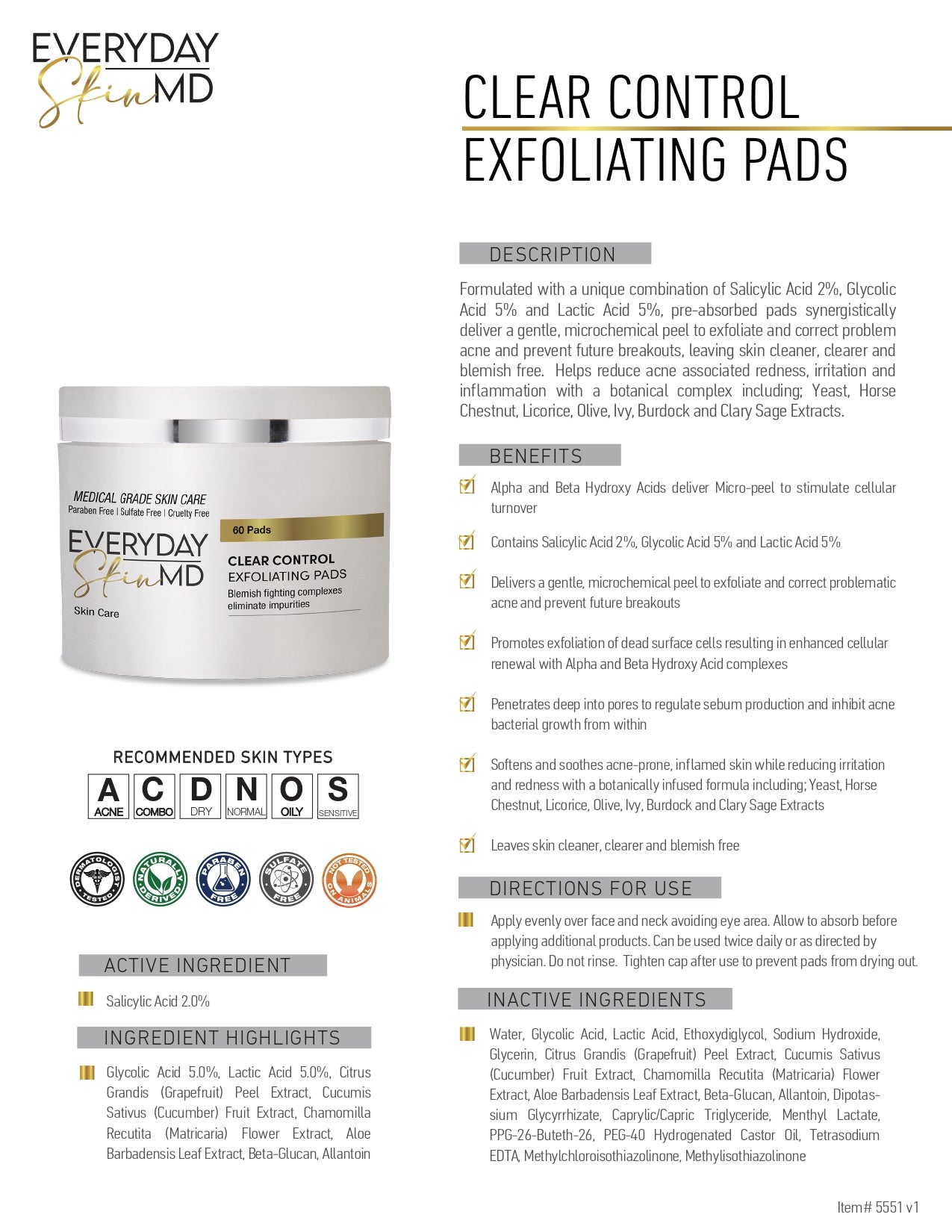 Clear Control Exfoliating Pads